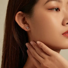 Pink Heart Crystal Drop Earrings and Necklace Set