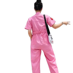 Pink Jumpsuit with Beautiful Color Embroidery
