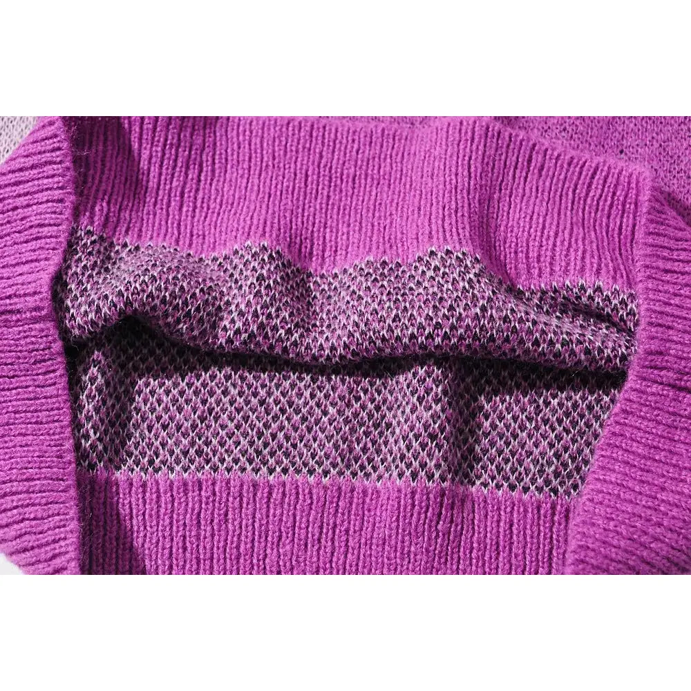 Pink Knitted Double Flame Sweater Purple / One size