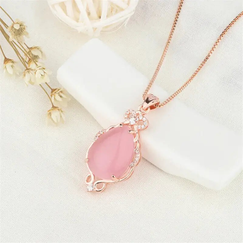 Pink Rose Quartz Necklace