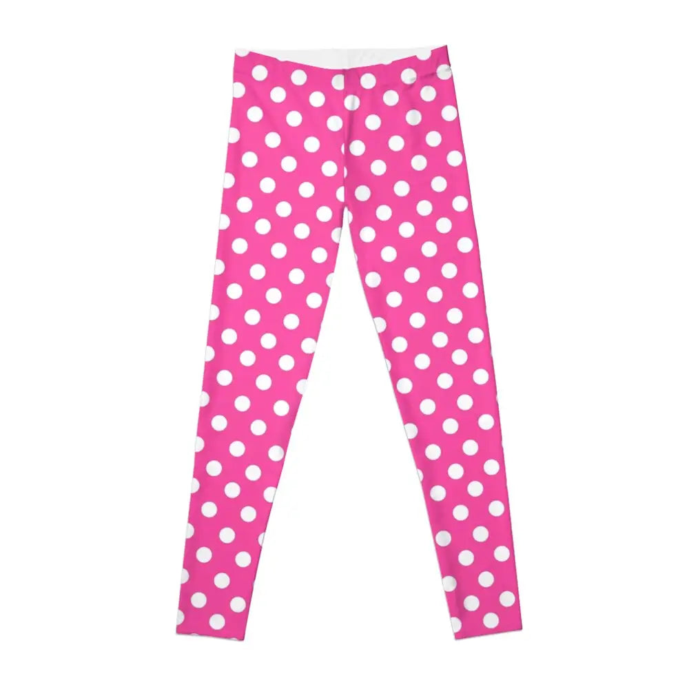 Pink with White Polka Dots Legging - S - Leggings