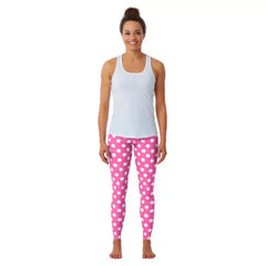Pink Yoga Polka Dots Legging with White Design