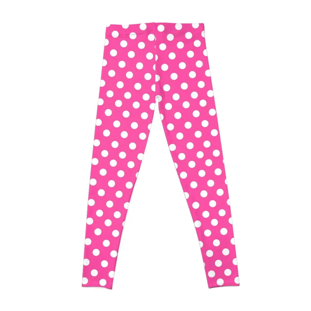 Pink Yoga Polka Dots Legging with White Design