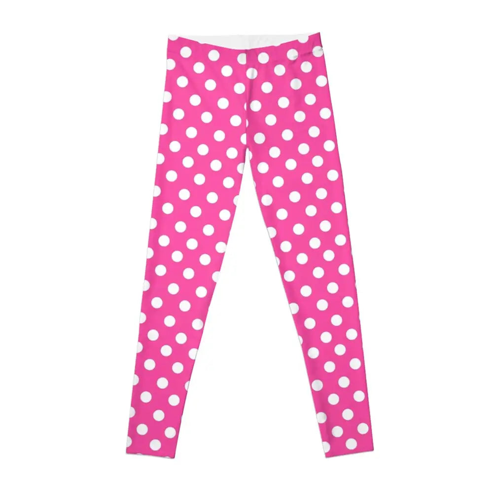 Pink Yoga Polka Dots Legging with White Design / S