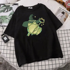 Pixel Wizard Frog Printed T-shirt