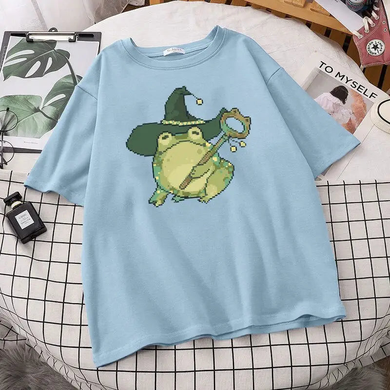 Pixel Wizard Frog Printed T-shirt - T-Shirt