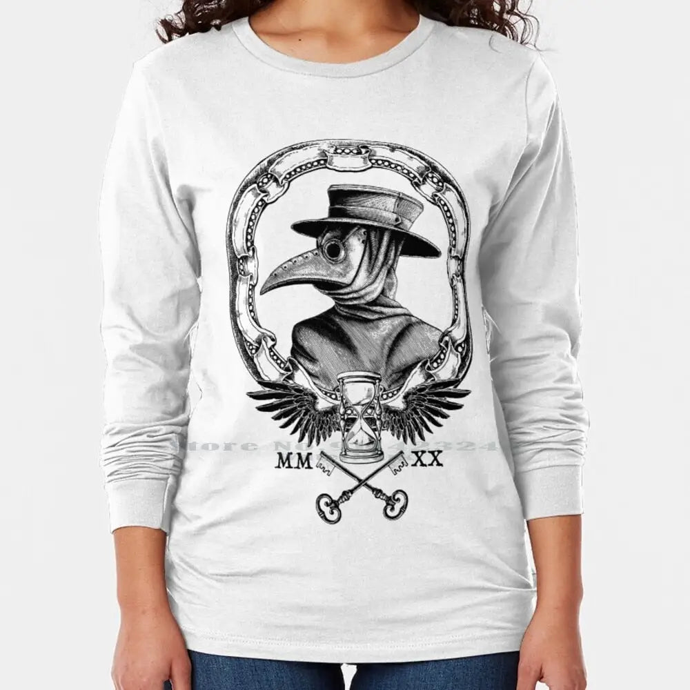 Plague Winged Hourglass Roman Mask Graphic T-Shirt