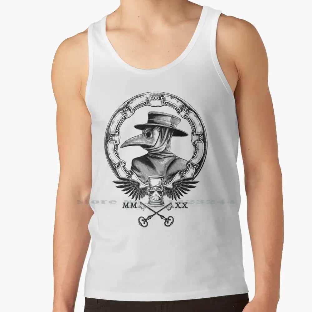 Plague Winged Hourglass Roman Mask Graphic T-Shirt