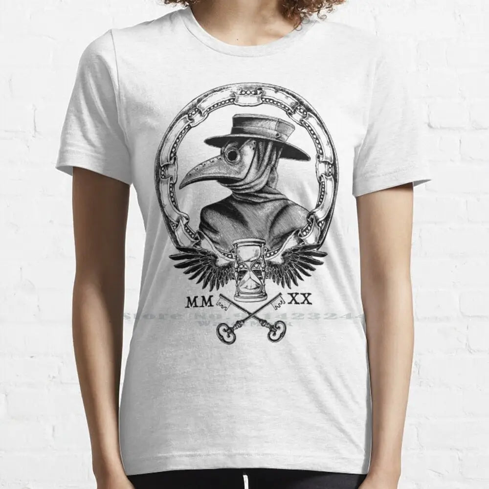 Plague Winged Hourglass Roman Mask Graphic T-Shirt