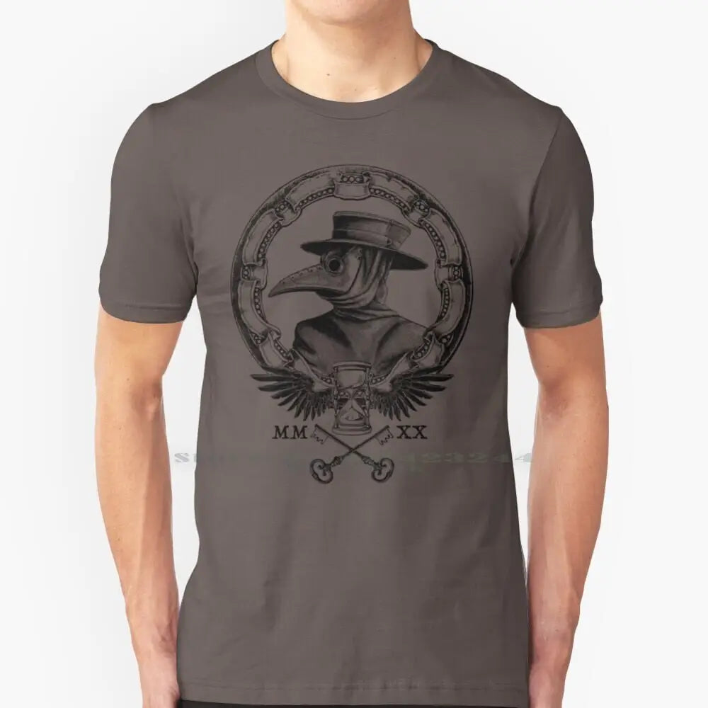 Plague Winged Hourglass Roman Mask Graphic T-Shirt