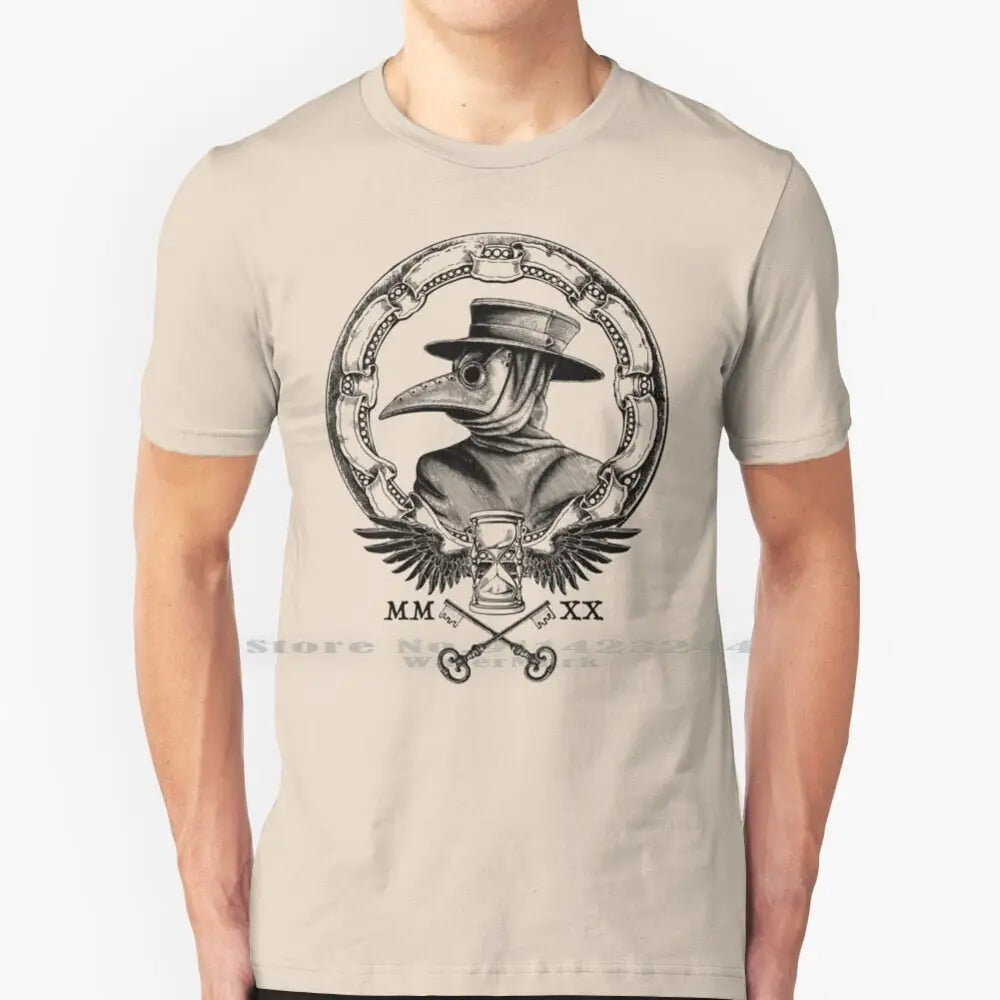 Plague Winged Hourglass Roman Mask Graphic T-Shirt