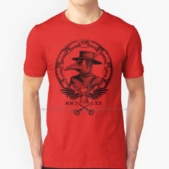 Plague Winged Hourglass Roman Mask Graphic T-Shirt MTee-Red