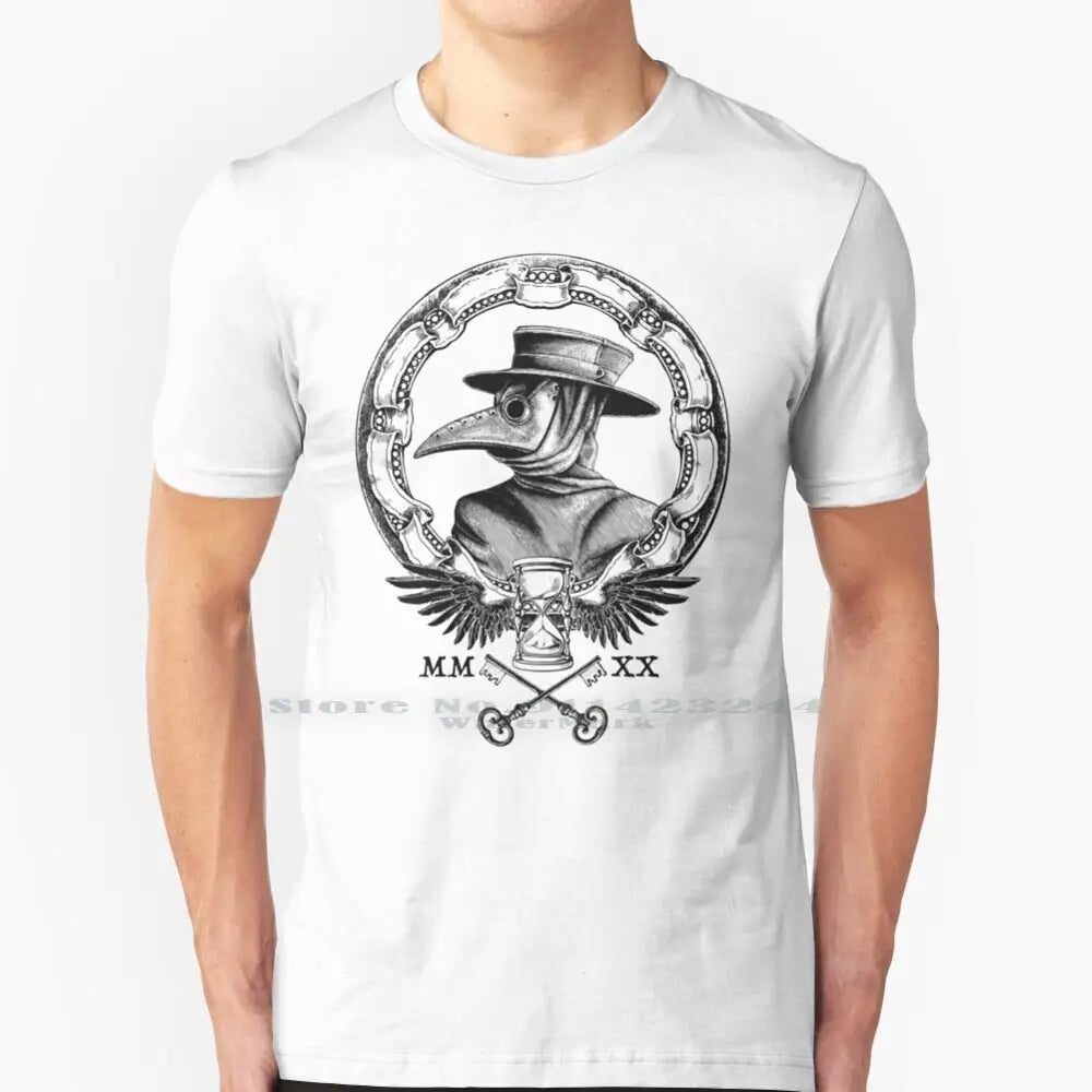 Plague Winged Hourglass Roman Mask Graphic T-Shirt