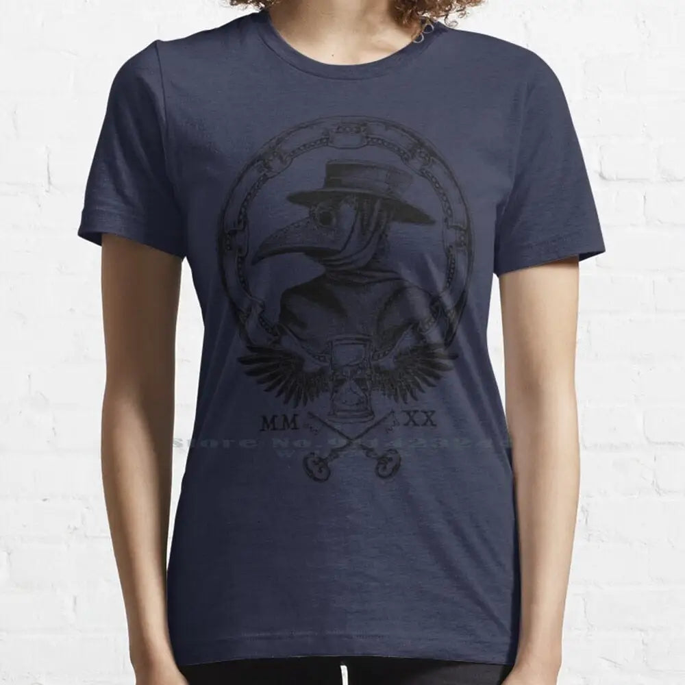 Plague Winged Hourglass Roman Mask T-Shirt - FTee-Navy / XL