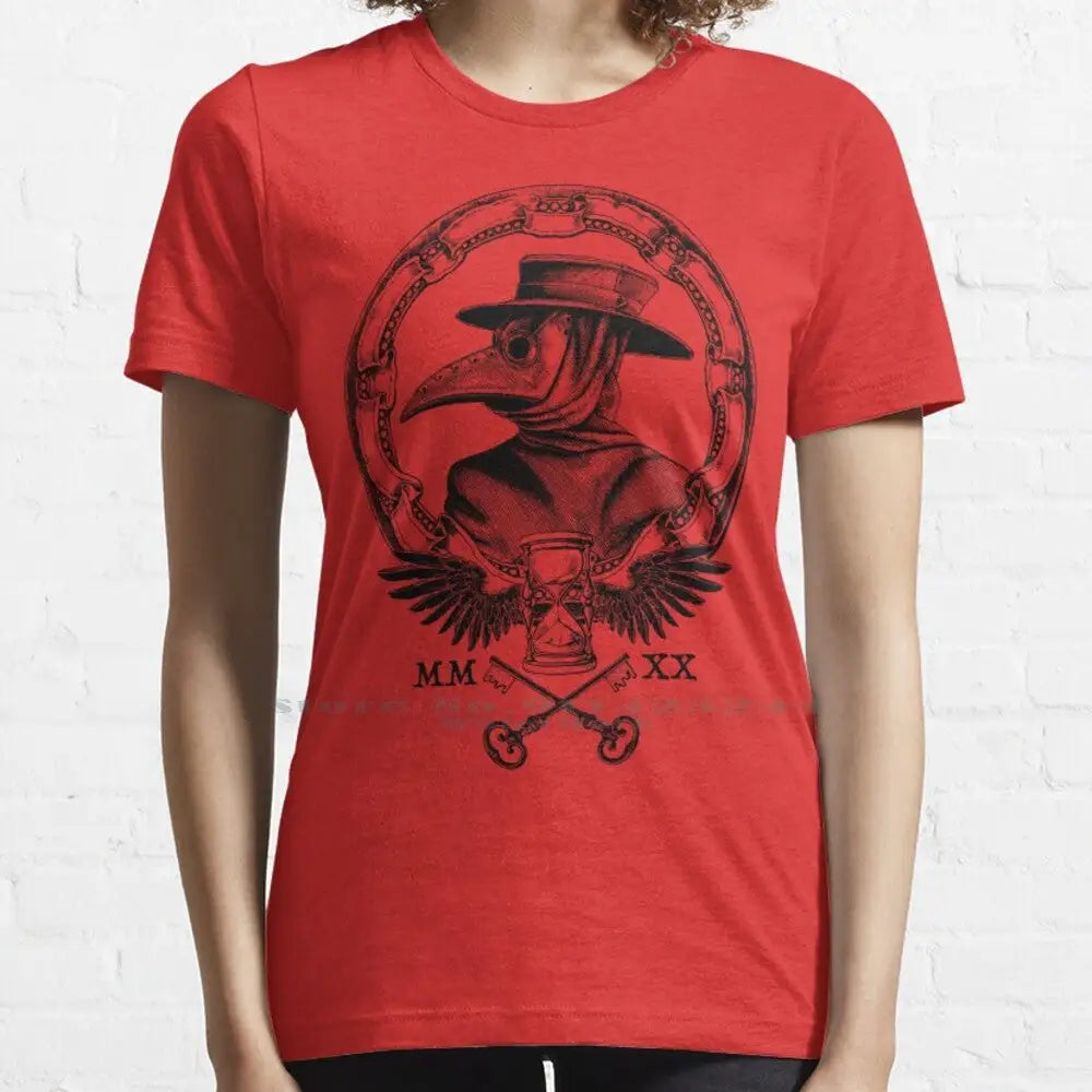 Plague Winged Hourglass Roman Mask T-Shirt - FTee-Red / XL