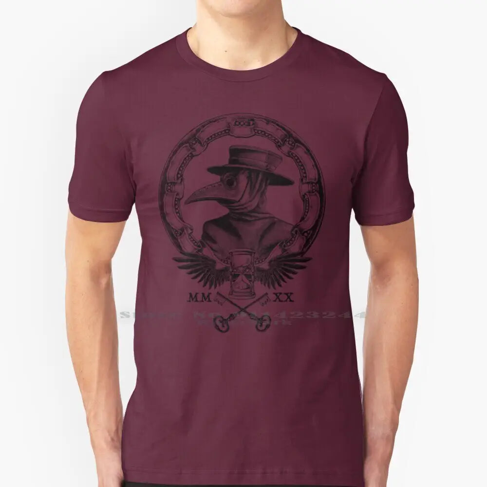 Plague Winged Hourglass Roman Mask T-Shirt - MTee-Burgundy