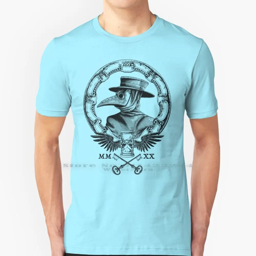 Plague Winged Hourglass Roman Mask T-Shirt - MTee-Sky Blue