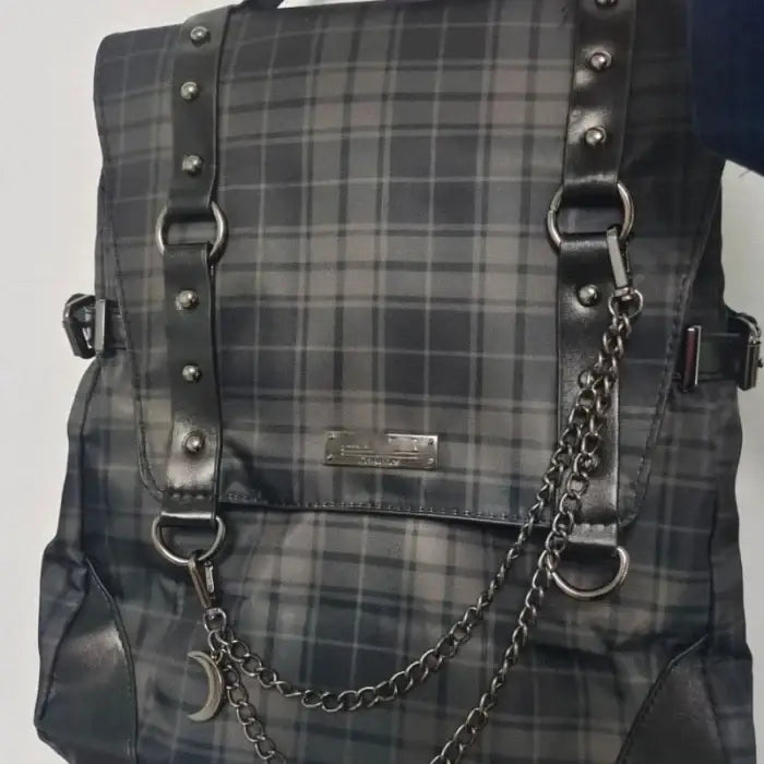 Plaid Gothic Backpack for School or Everyday Black