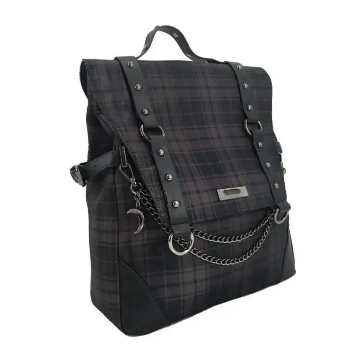 Plaid Gothic Backpack for School or Everyday Black