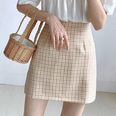 Plaid Korean A-line Short Skirt