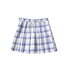 Plaid Mini Skirt Preppy Harajuku Style with Lace Up Waist