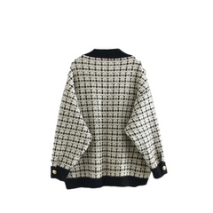 Plaid Pattern Loose Knitted Sweater