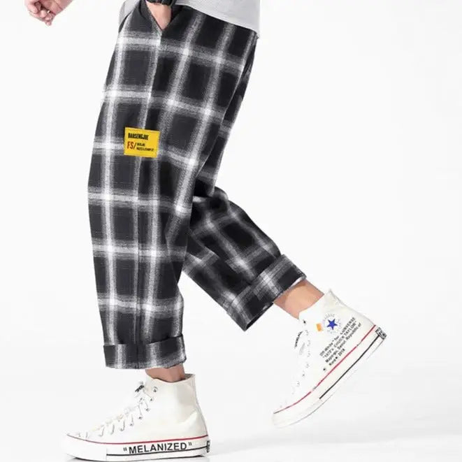 Plaid Pattern Trouser Joggers Pants