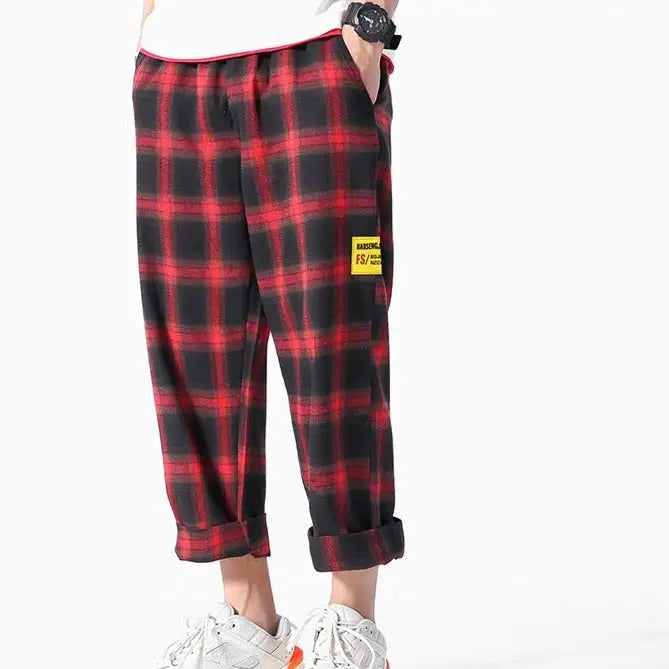 Plaid Pattern Trouser Joggers Pants