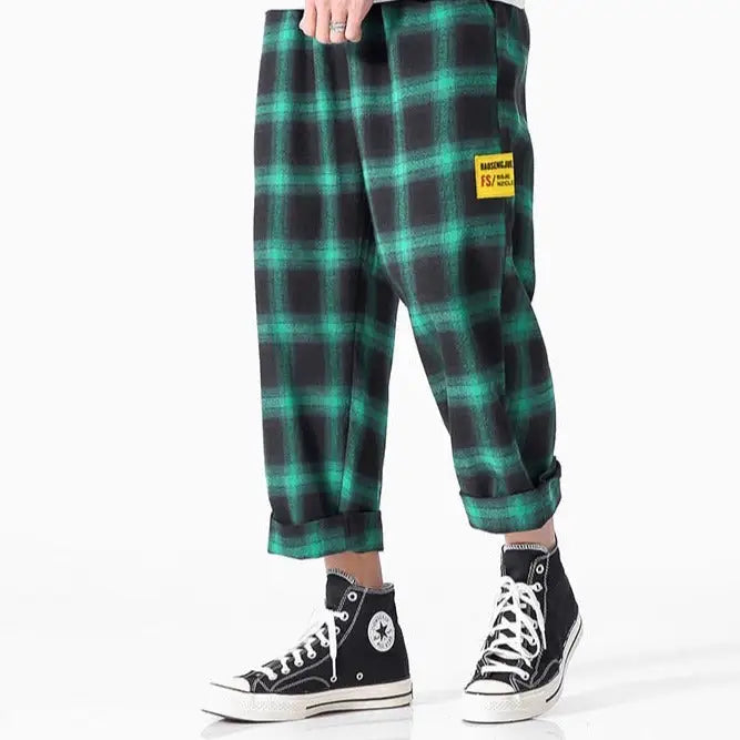 Plaid Pattern Trouser Joggers Pants