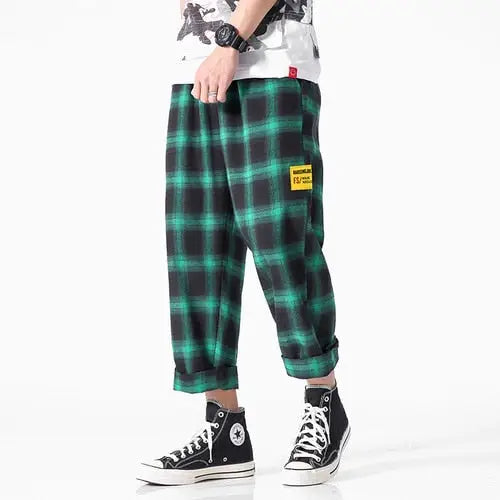 Plaid Pattern Trouser Joggers Pants