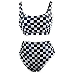 Plaid Printed High Waist Bikini