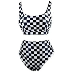 Plaid Printed High Waist Bikini Set