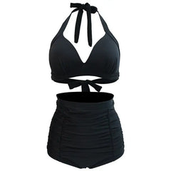 Plaid Vintage Bikini Set - Black / S - Swimwear