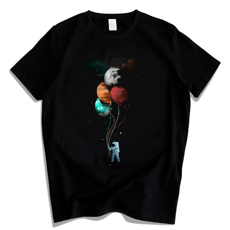 Planets Balloon Astronaut T-shirt - Black / XS - T-Shirt