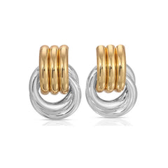 Plated Stainless Steel Hoop Irregular Stud Earring Double