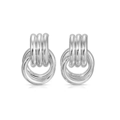 Plated Stainless Steel Hoop Irregular Stud Earring Double