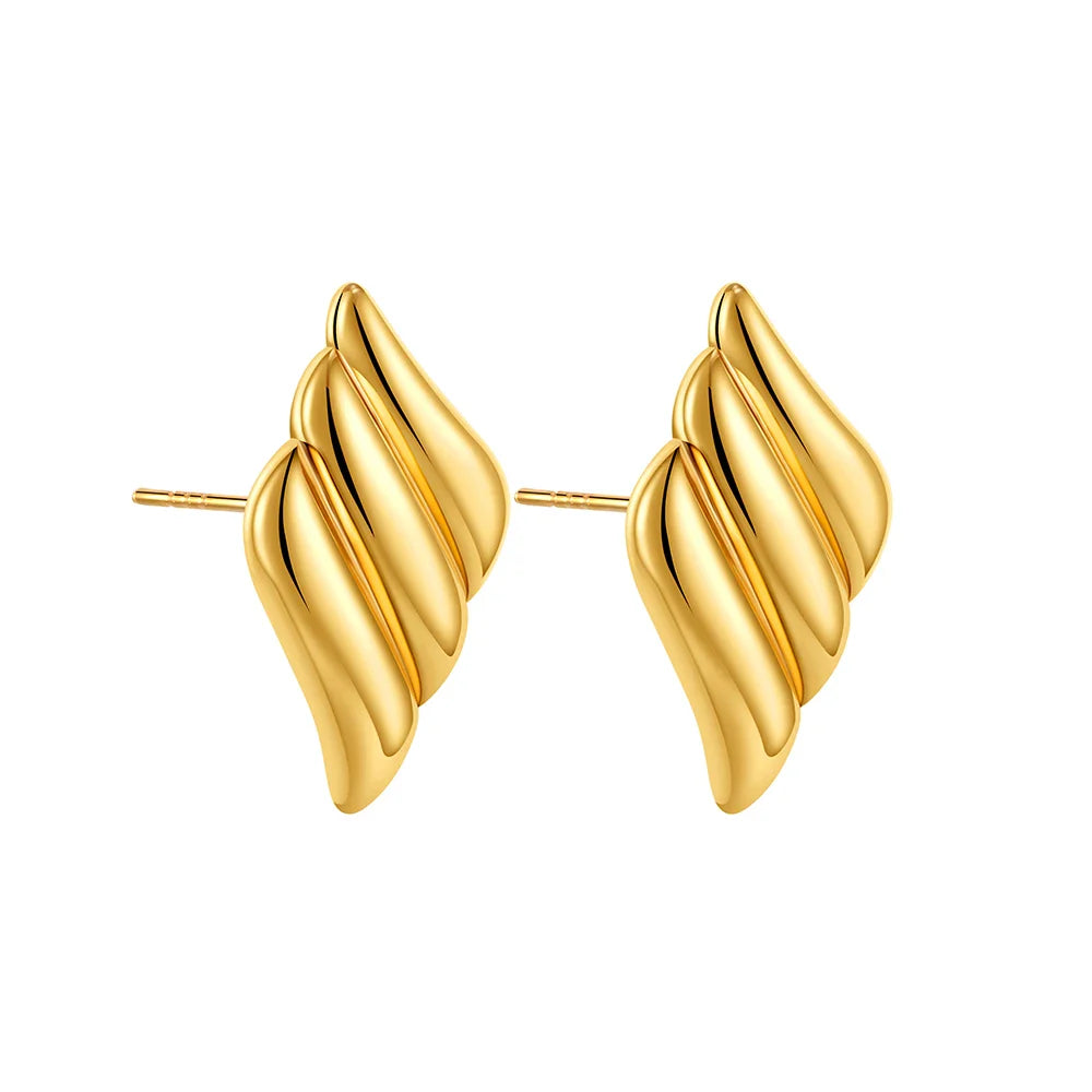 Plated Stainless Steel Hoop Irregular Stud Earring Gold