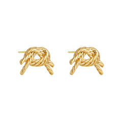Plated Stainless Steel Hoop Irregular Stud Earring Gold Knot