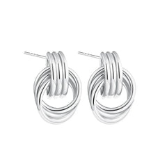 Plated Stainless Steel Hoop Irregular Stud Earring Silver