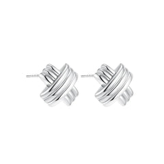 Plated Stainless Steel Hoop Irregular Stud Earring Silver X
