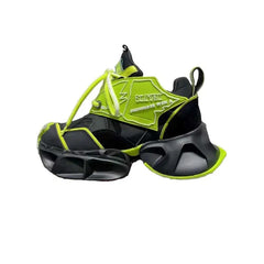 Platform Belt Buckle Sneakers - Black Fluorescent Green / 35
