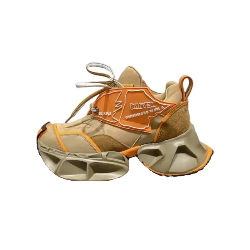 Platform Belt Buckle Sneakers - Orange Beige / 35