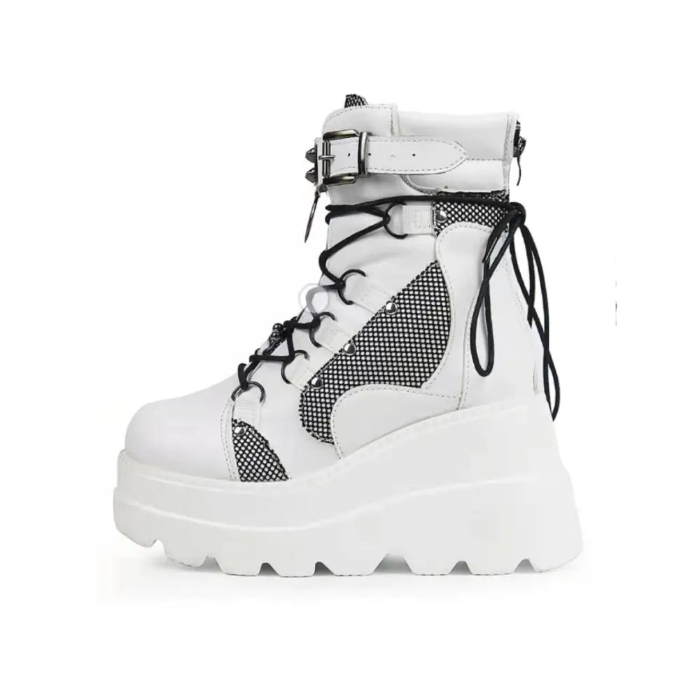 Platform Chunky High Heel Ankle Boots Euro Size White / 35