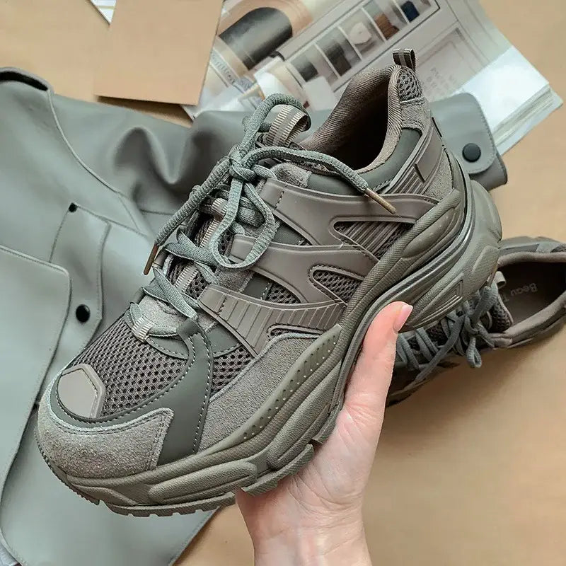 Platform Lace Up Round Toe Sneakers Euro Size