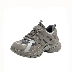 Platform Lace Up Round Toe Sneakers Euro Size Silver Gray