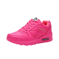 Platform PU Vegan Lace Up Sneakers - Pink / 34