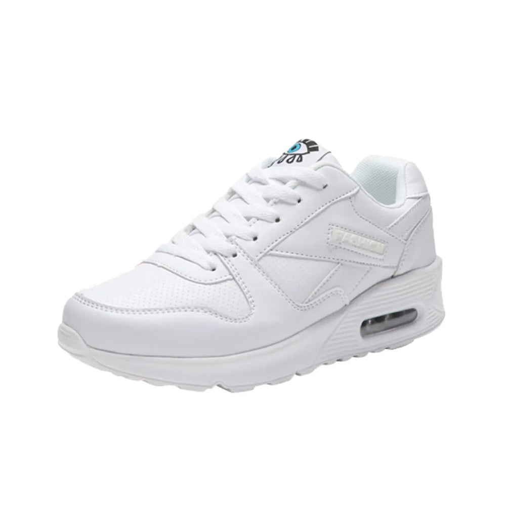 Platform PU Vegan Lace Up Sneakers - White / 34