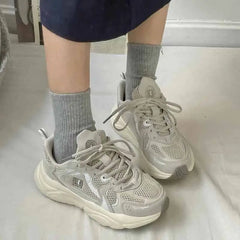 Platform Sports Mesh Shoes Breathable Design Euro Size