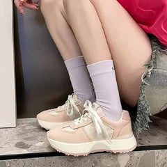 Platform Suede Slip Lace Up Sneakers Euro Size