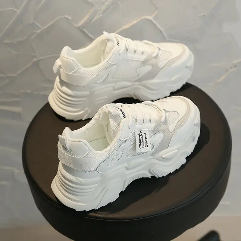 Platform Warm Vulcanized Sneakers for Everyday Wear White